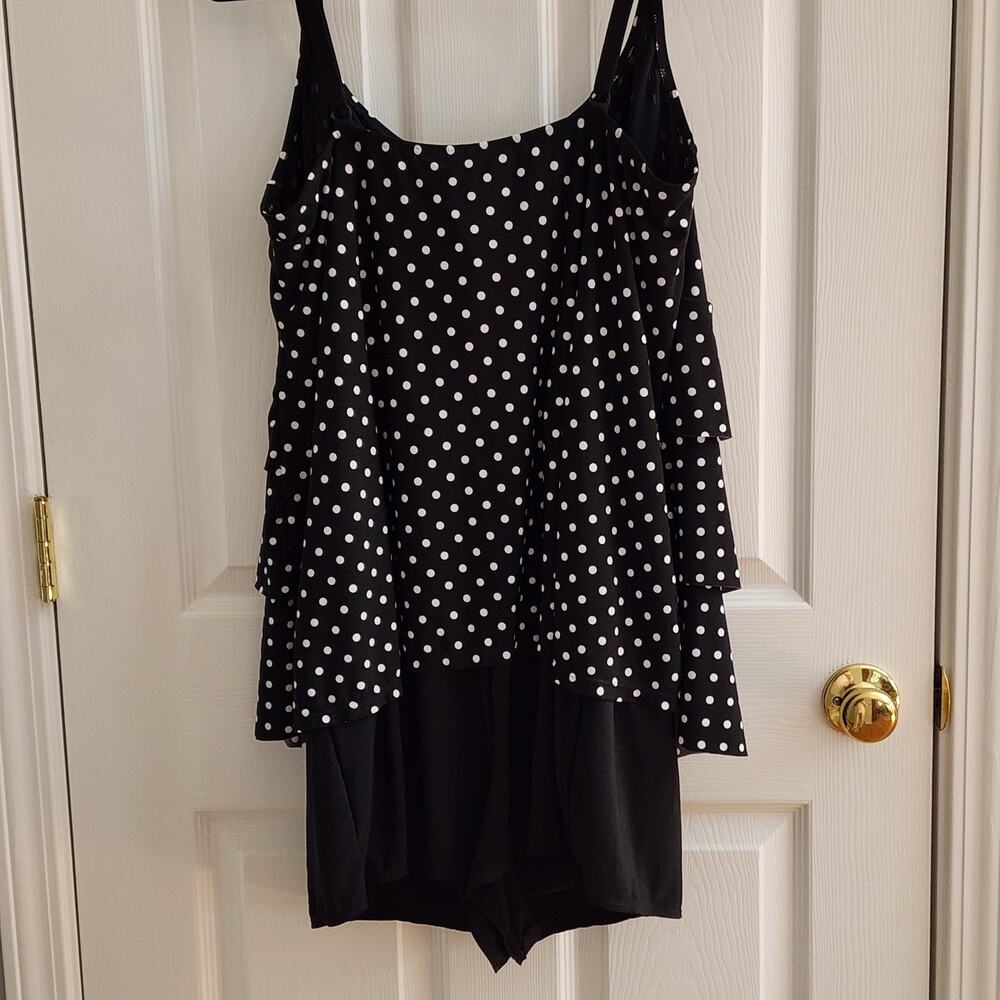 Great Lengths Polka Dot Ruffle Swimdress Sz 20 Retro Full-Coverage
